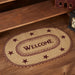 Burgundy Tan Jute Rug Oval Welcome w/ Pad 20x30