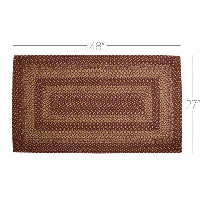 Burgundy Tan Jute Rug Rect w/ Pad 27x48