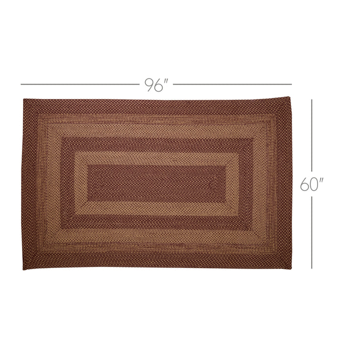 Burgundy Tan Jute Rug Rect w/ Pad 60x96