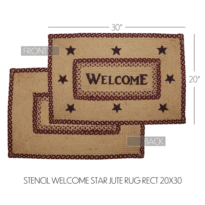 Burgundy Tan Jute Rug Rect Welcome w/ Pad 20x30