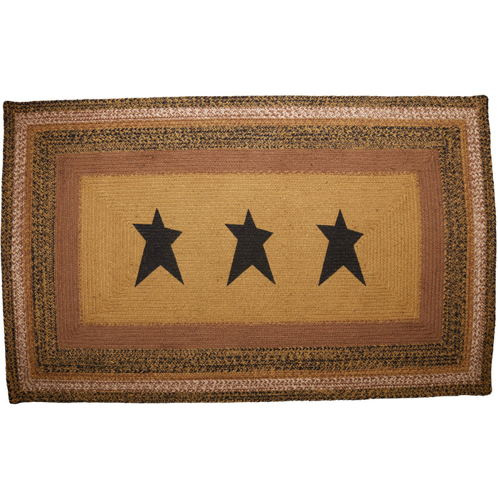 Kettle Grove Jute Rug Rect Stencil Star w/ Pad 36x60