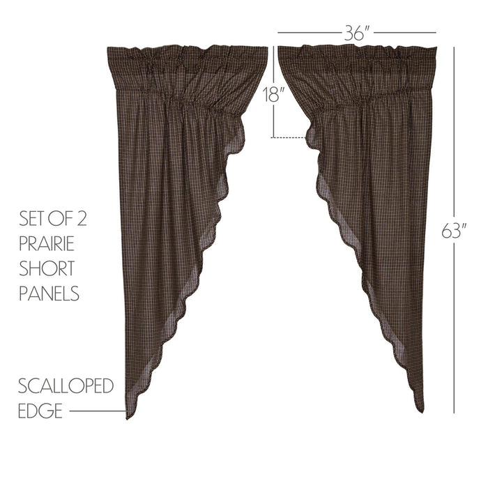 Kettle Grove Plaid Prairie Short Panel Scalloped Set of 2 63x36x18