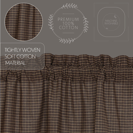 Kettle Grove Plaid Prairie Swag Scalloped Set of 2 36x36x18