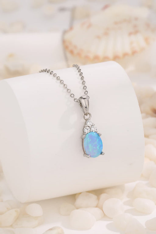 Find Your Center Opal Pendant Necklace Sky Blue One Size