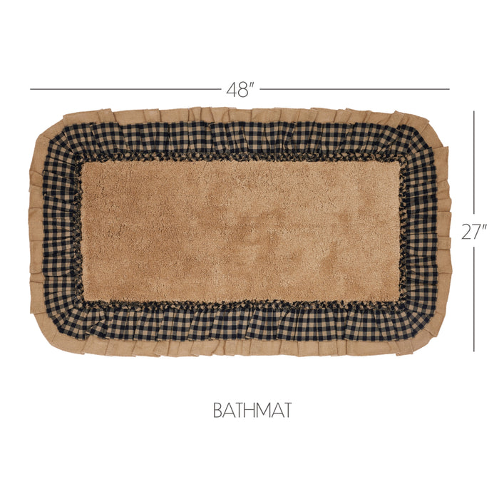 Burlap Natural w/ Black Check Bathmat 27x48