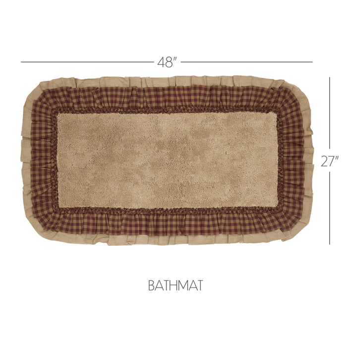 Burlap Natural w/ Burgundy Check Bathmat 27x48