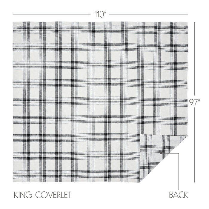 Black Plaid King Coverlet 97x110