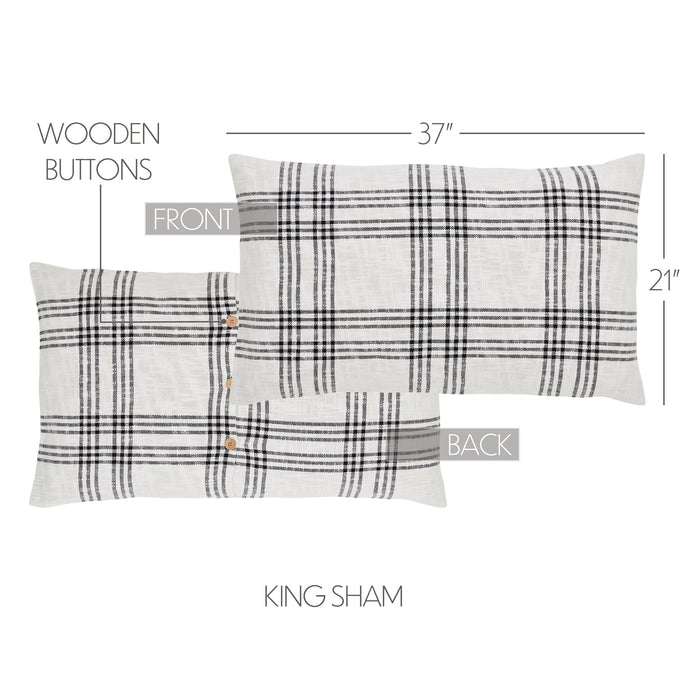 Black Plaid King Sham 21x37