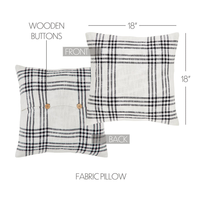 Black Plaid Fabric Pillow 18x18