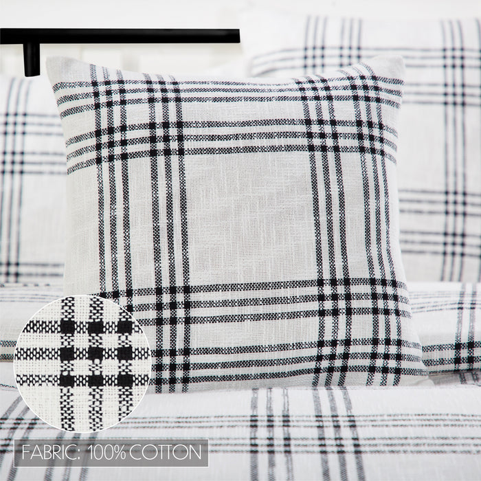 Black Plaid Fabric Pillow 18x18