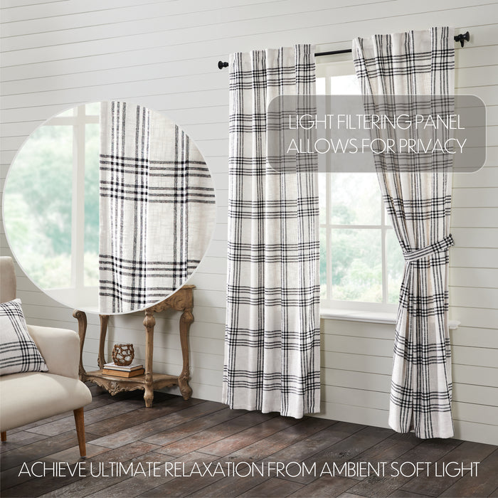 Black Plaid Panel Set of 2 84x40