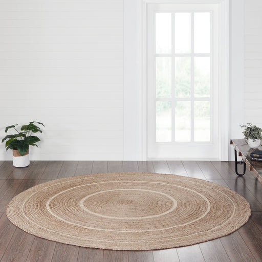 Natural & Creme Jute Rug w/ Pad 8ft Round