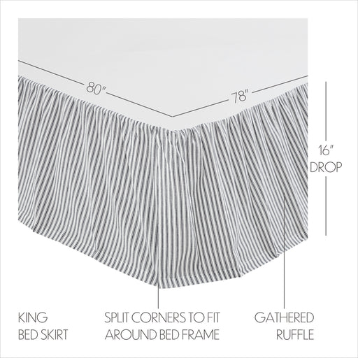 Sawyer Mill Black Ticking Stripe King Bed Skirt 78x80x16