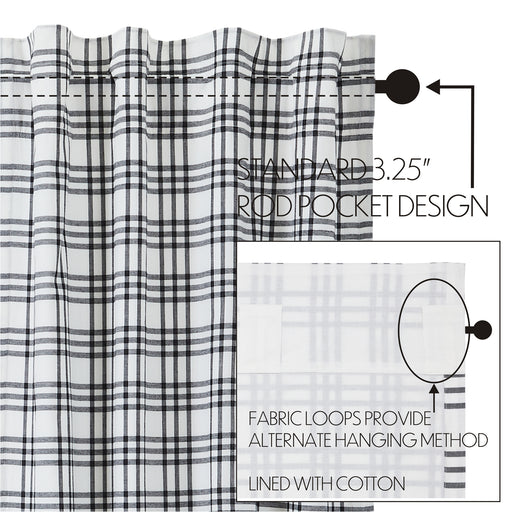 Sawyer Mill Black Plaid Prairie Swag Set of 2 36x36x18