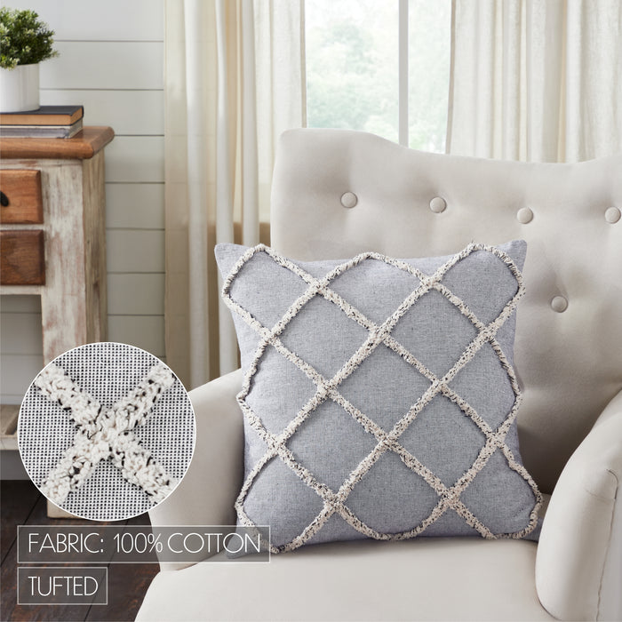 Frayed Lattice Creme & Black Pillow Cover 20x20