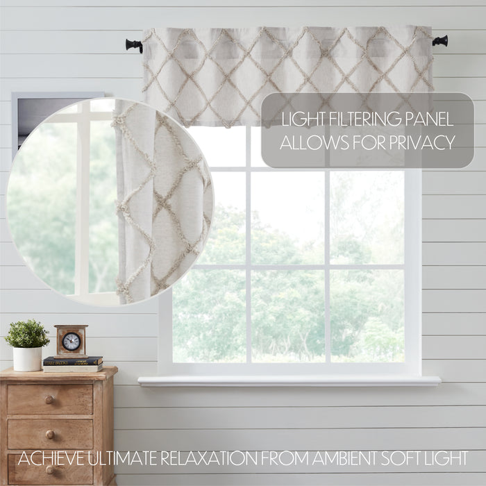 Frayed Lattice Oatmeal Valance 16x60