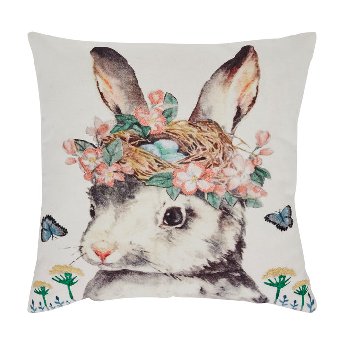 Garden Bunny Pillow 18x18