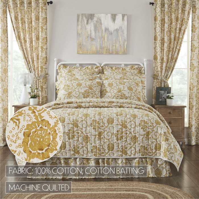 Dorset Gold Floral Queen Quilt 90Wx90L