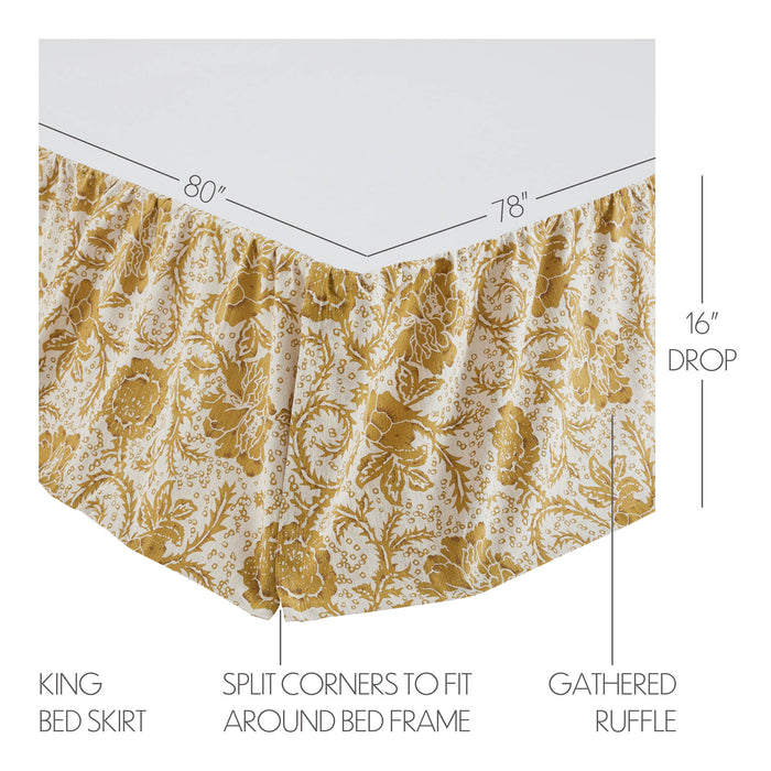 Dorset Gold Floral King Bed Skirt 78x80x16