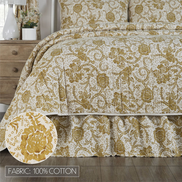 Dorset Gold Floral King Bed Skirt 78x80x16