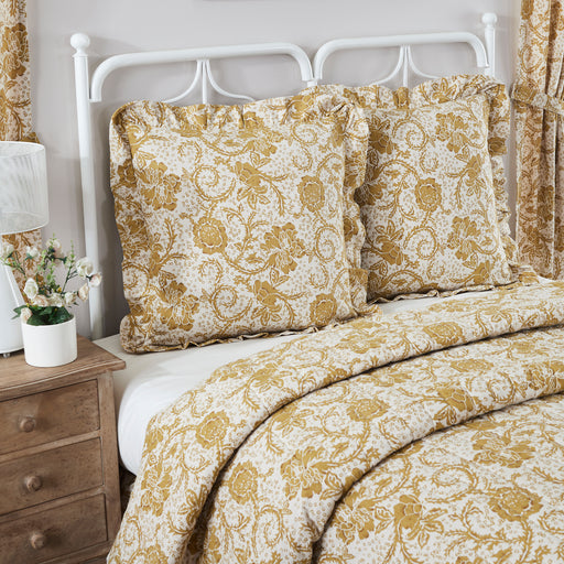 Dorset Gold Floral Fabric Euro Sham 26x26