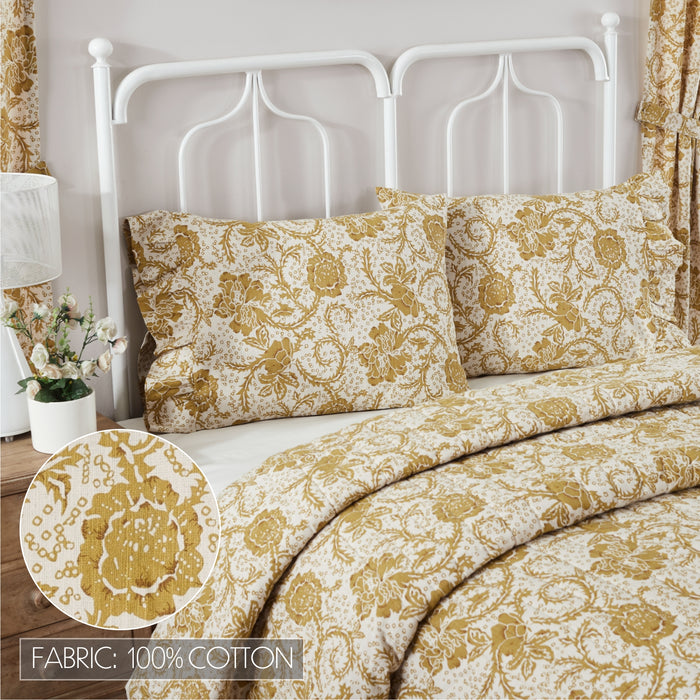 Dorset Gold Floral Ruffled Standard Pillow Case Set of 2 21x26+4