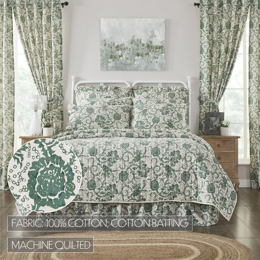 Dorset Green Floral King Quilt 105Wx95L