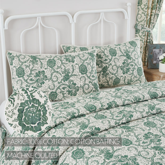 Dorset Green Floral King Sham 21x37