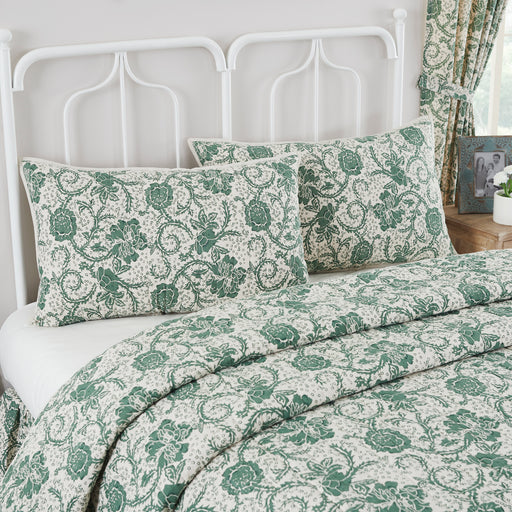 Dorset Green Floral King Sham 21x37