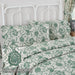 Dorset Green Floral Ruffled King Pillow Case Set of 2 21x36+4