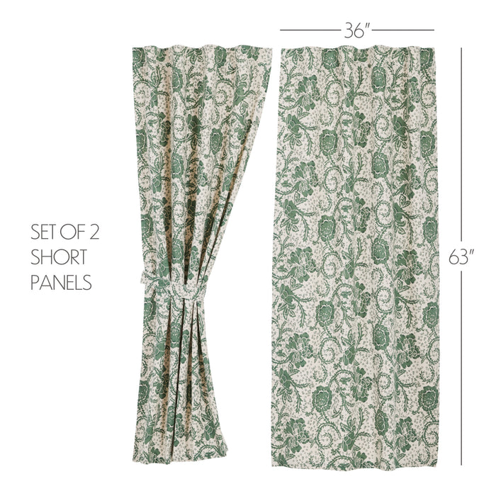 Dorset Green Floral Short Panel Set of 2 63x36