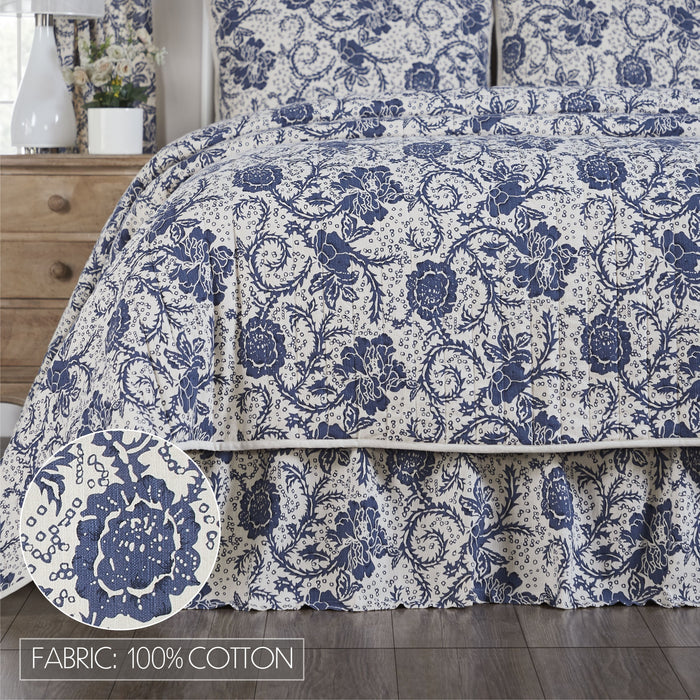 Dorset Navy Floral Queen Bed Skirt 60x80x16