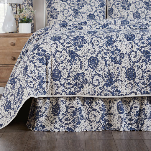 Dorset Navy Floral Queen Bed Skirt 60x80x16