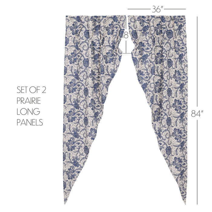 Dorset Navy Floral Prairie Long Panel Set of 2 84x36x18