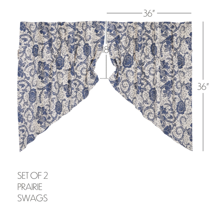 Dorset Navy Floral Prairie Swag Set of 2 36x36x18