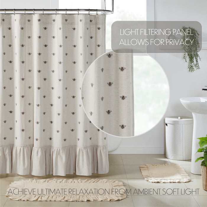 Embroidered Bee Shower Curtain 72x72