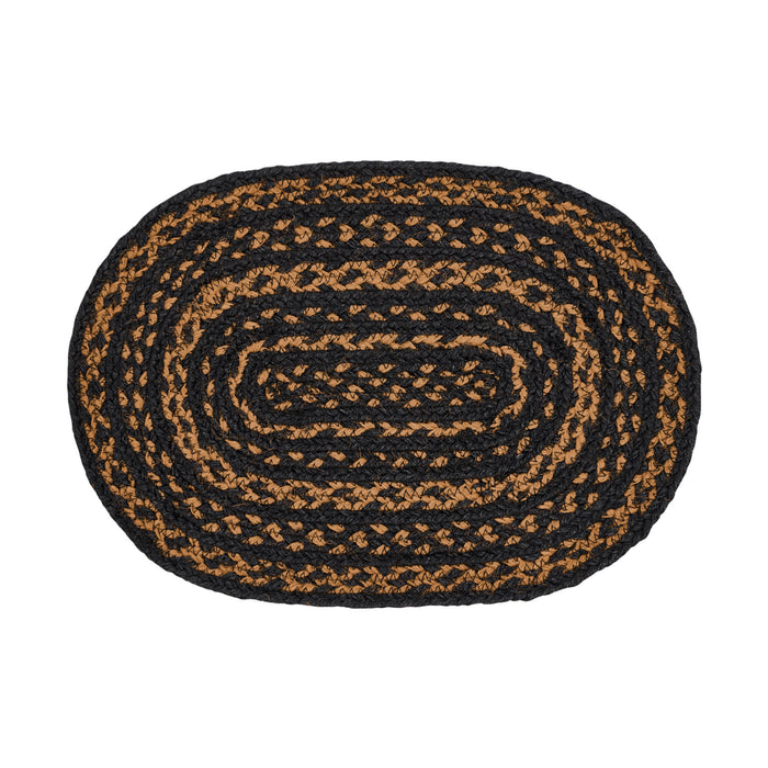 Black & Tan Jute Oval Placemat 10x15