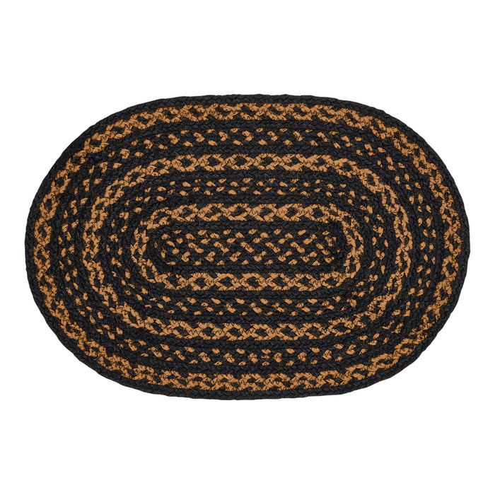 Black & Tan Jute Oval Placemat 12x18