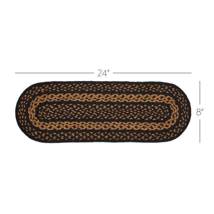 Black & Tan Jute Oval Runner 8x24