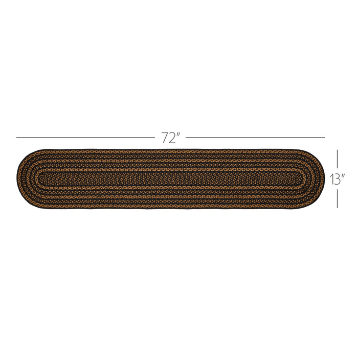 Black & Tan Jute Oval Runner 13x72