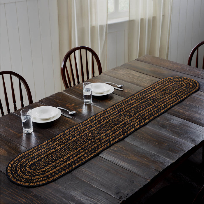 Black & Tan Jute Oval Runner 13x72