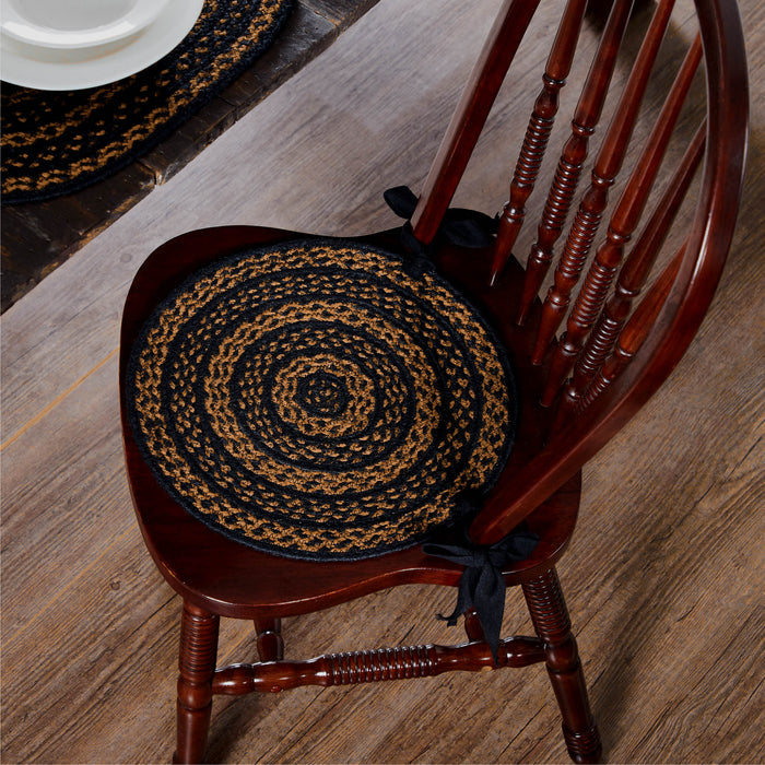 Black & Tan Jute Chair Pad 15 inch Diameter