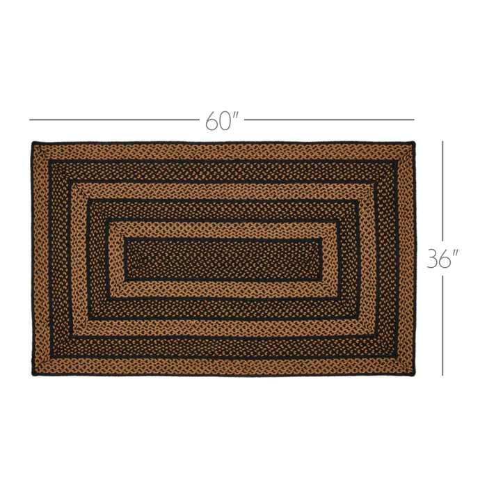 Black & Tan Jute Rug Rect w/ Pad 36x60