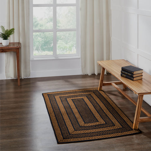 Black & Tan Jute Rug Rect w/ Pad 36x60