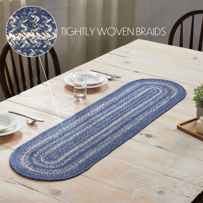 Great Falls Blue Jute Oval Runner 13x48