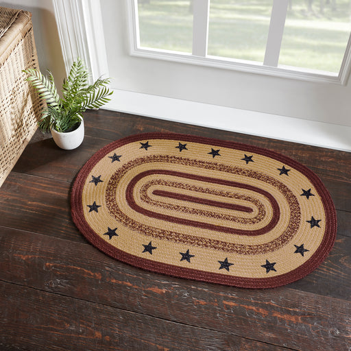 Potomac Jute Rug Oval Stencil Stars w/ Pad 24x36