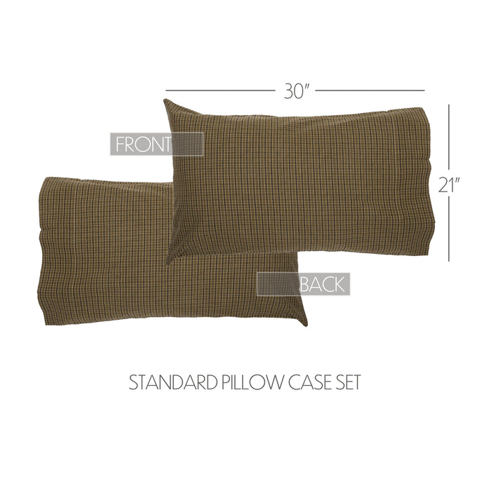 Tea Cabin Green Plaid Standard Pillow Case Set of 2 21x30