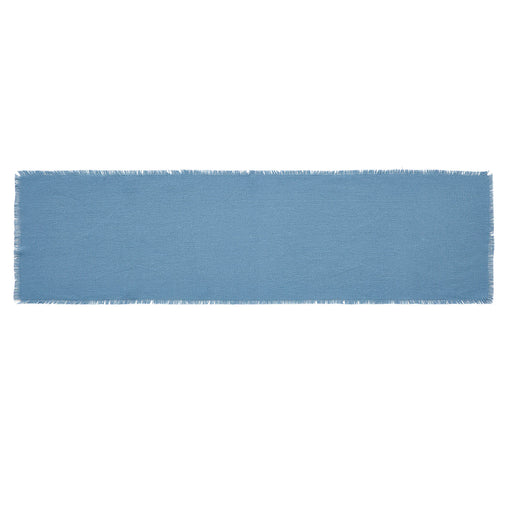 Burlap Blue Runner Fringed 12x48