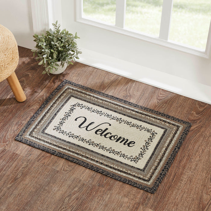 Floral Vine Jute Rug Rect Welcome w/ Pad 20x30