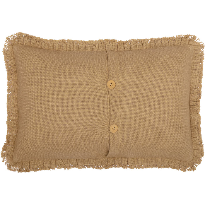 Burlap Natural Pillow Cover w/ Fringed Ruffle 14x22